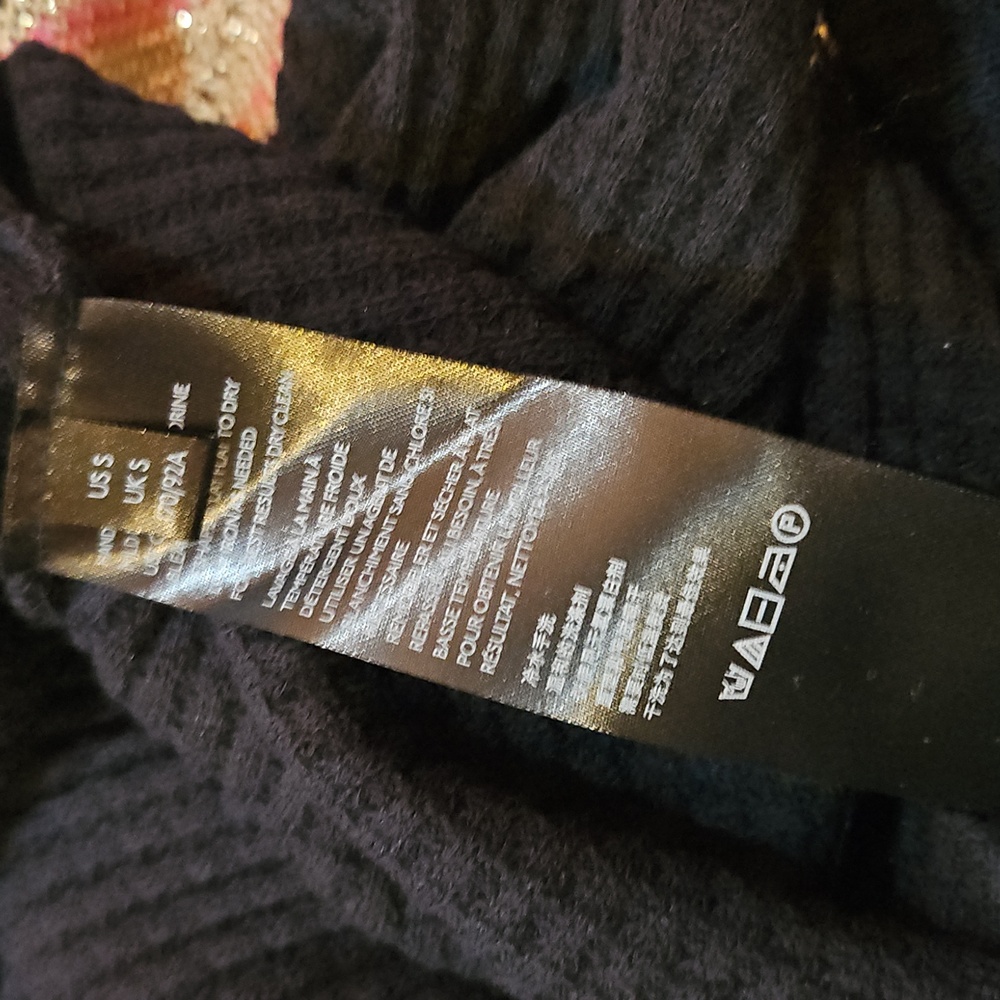 Free People Cabin Fever Swit Sweater Long Sleeve Half Zip Metallic Black Sm NWT - Picture 7 of 16